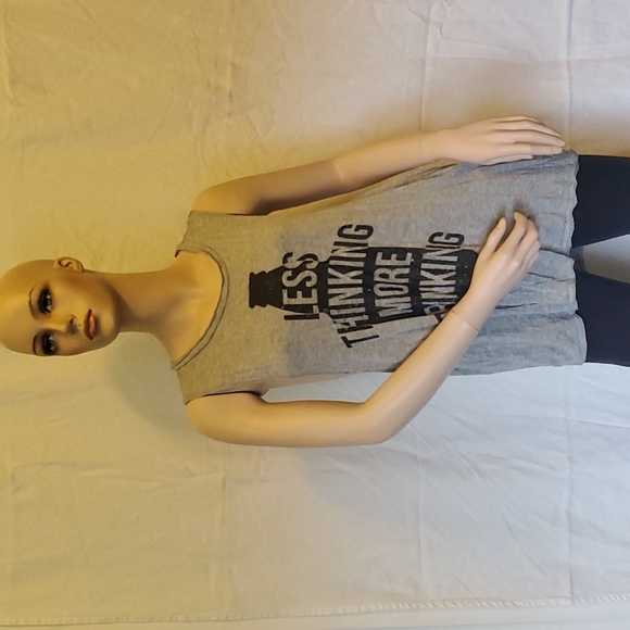 Less Thinking More Drinking Drop Armhole Tank - Picture 2 of 7